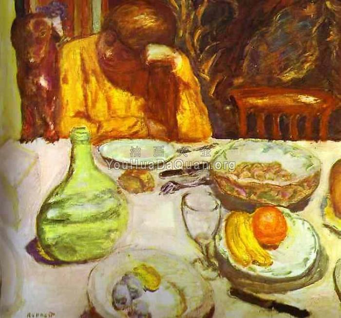 Carafe, Marthe Bonnard with Her Dog - 皮耶·勃纳尔